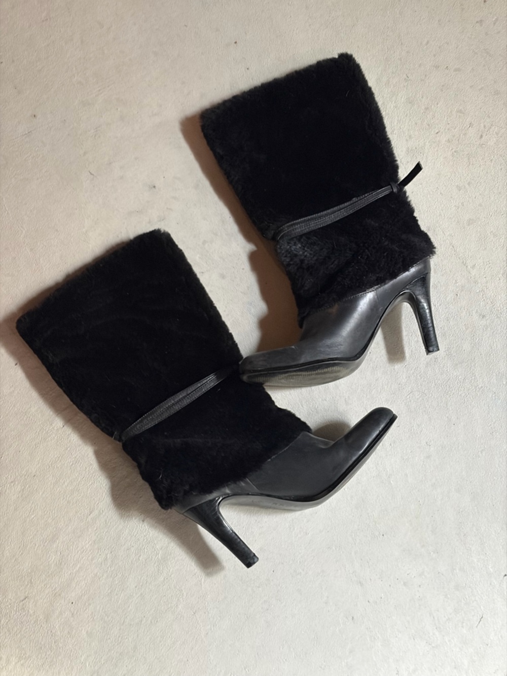 Ralph Lauren stiletto fur and leather